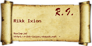Rikk Ixion névjegykártya